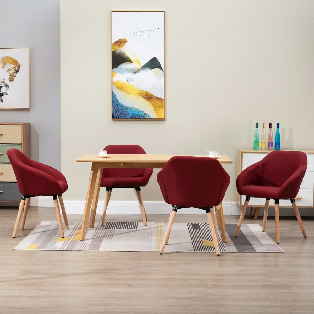 Dining Chairs 4 pcs Wine Red Fabric