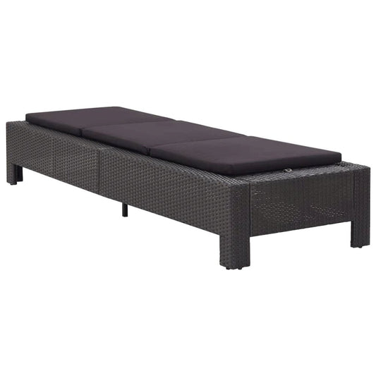 Sunbed Black PE rattan Large Multi-Position Backrest Sunbed