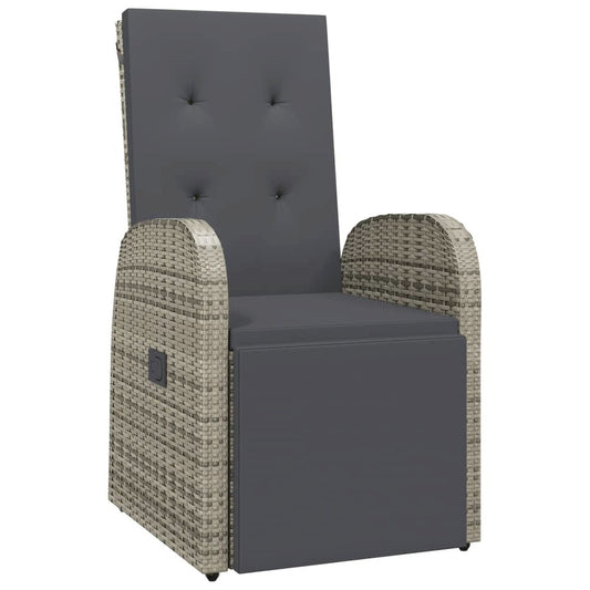 Armchair Grey PE Rattan Medium Adjustable Footrests Armchair