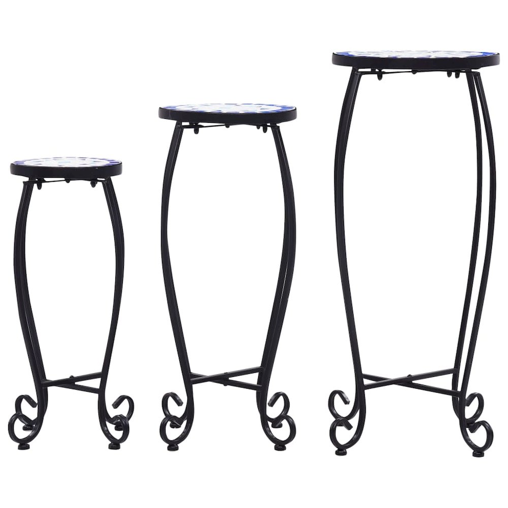 vidaXL Mosaic Tables 3 pcs Blue and White Ceramic, 46702