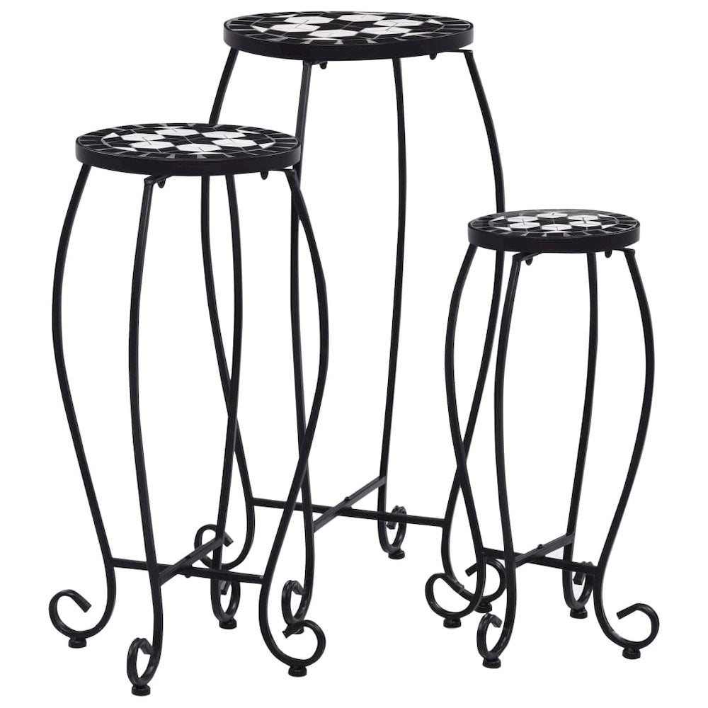 vidaXL Mosaic Tables 3 pcs Black and White Ceramic, 46703
