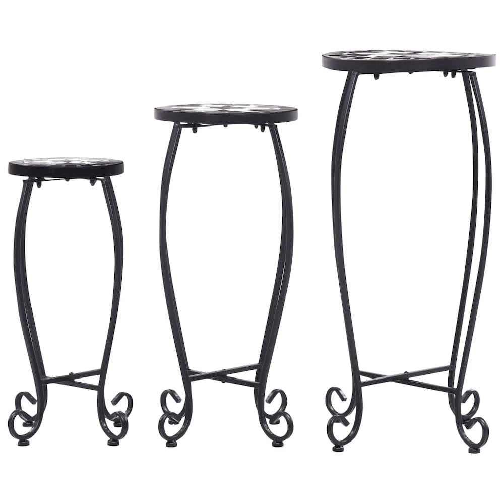 vidaXL Mosaic Tables 3 pcs Black and White Ceramic, 46703