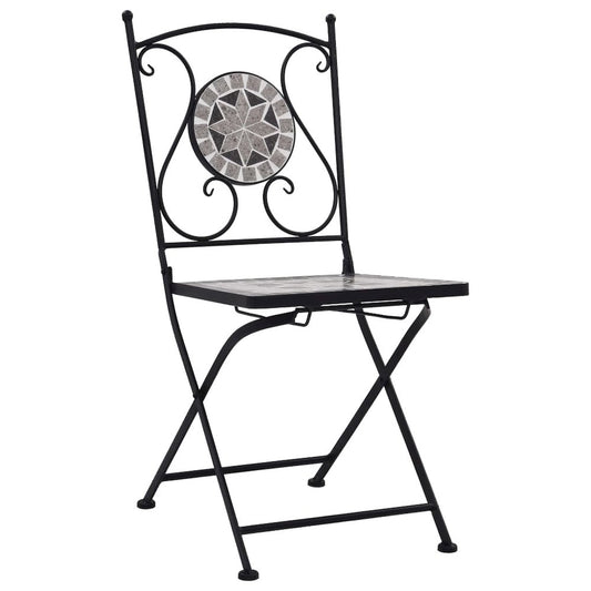 Garden Chair Set of 2 Grey Powder-coated steel and ceramic