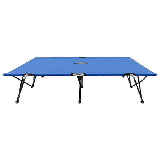 Sun Lounger Blue Steel Frame Double Collapsible