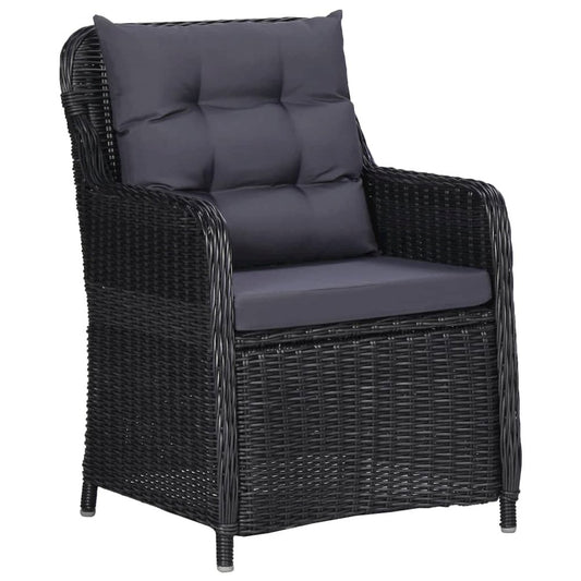 Rattan Chair Set of 2 Black and Dark Grey