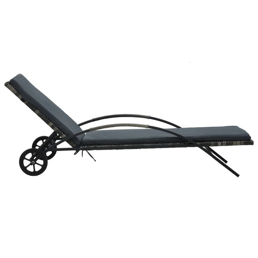Sun Lounger Anthracite PE rattan 78.7 in long and 25.6 in wide