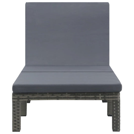 Sun Lounger Anthracite PE Rattan, Powder-Coated Steel, 100% Polyester