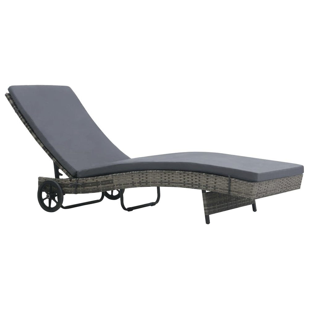 Sunlounger Anthracite PE (Polyethylene) Rattan Large