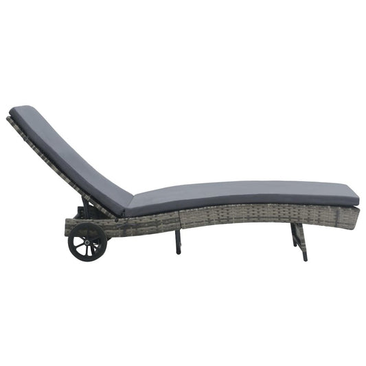 Sunlounger Anthracite PE (Polyethylene) Rattan Large