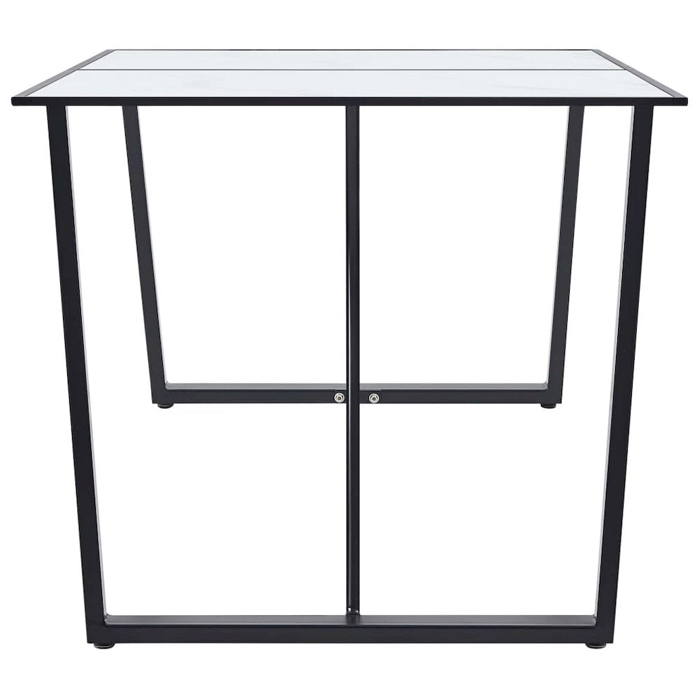 vidaXL Dining Table White 63"x31.5"x29.5" Tempered Glass, 281553