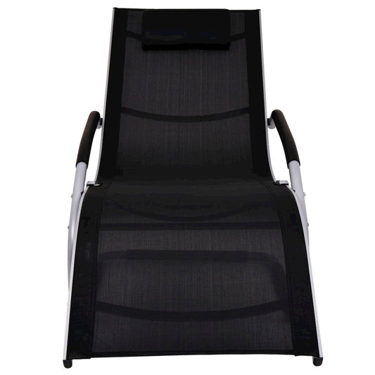Sun Lounger Black and Grey Textilene fabric, Aluminum Standard