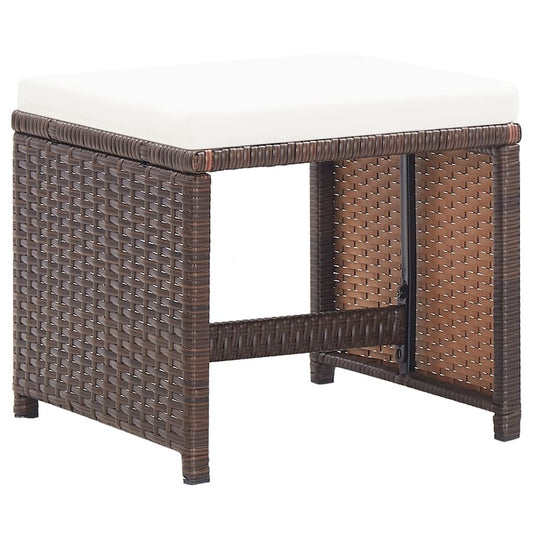 Stool Set of 2 Brown + cream white (cushion)