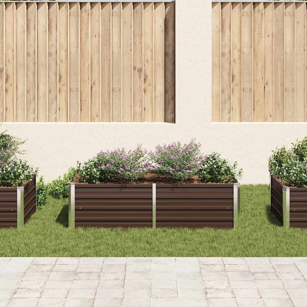 vidaXL Raised Garden Bed 63"x31.5"x17.7" Galvanized Steel Brown 7012