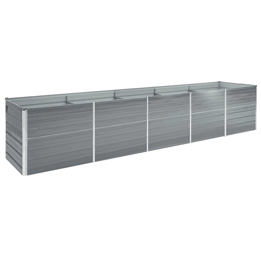 vidaXL Garden Raised Bed Galvanized Steel 157.5"x31.5"x17.7" Gray