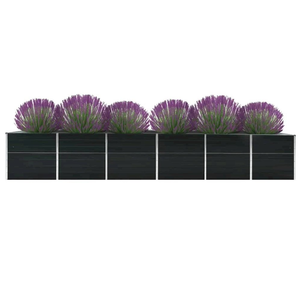 vidaXL Garden Raised Bed Galvanized Steel 189"x31.5"x30.3" Anthracite