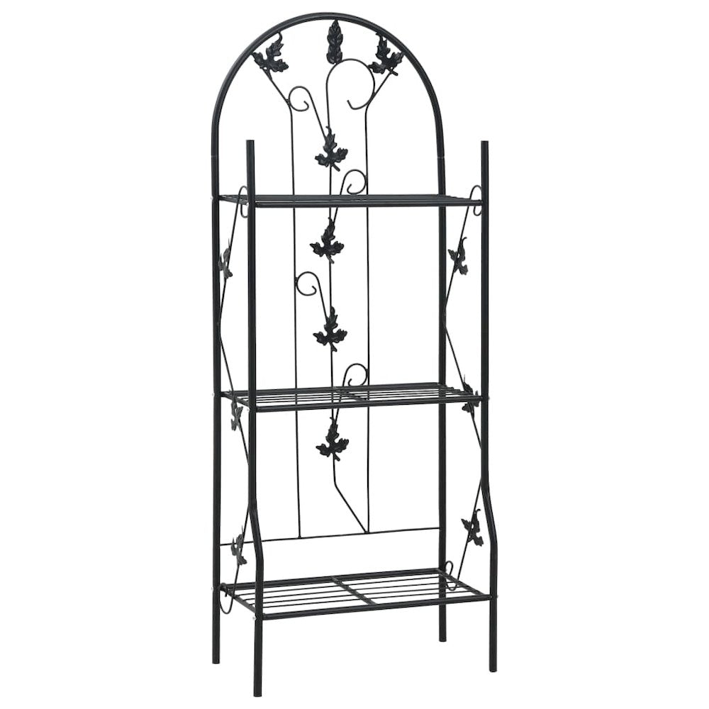 vidaXL 3-Layer Plant Rack Black 20.5"x11"x50.4" Iron 7097