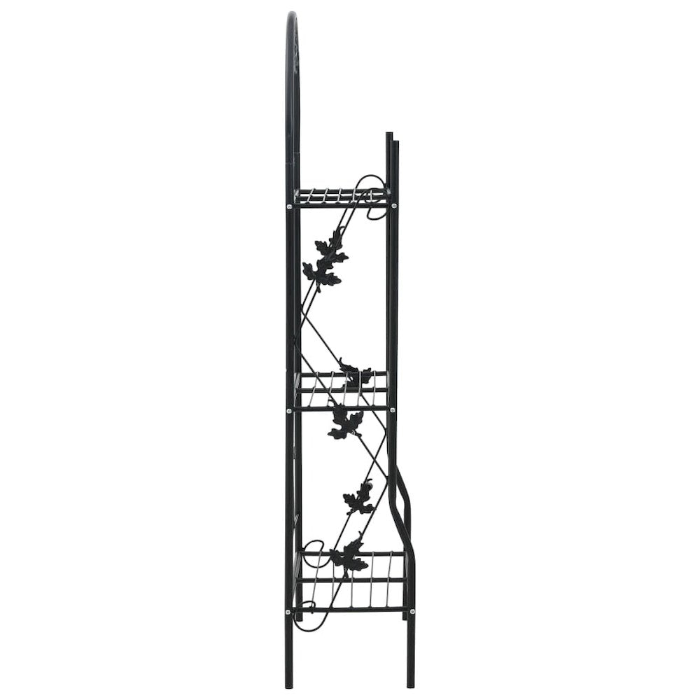 vidaXL 3-Layer Plant Rack Black 20.5"x11"x50.4" Iron 7097