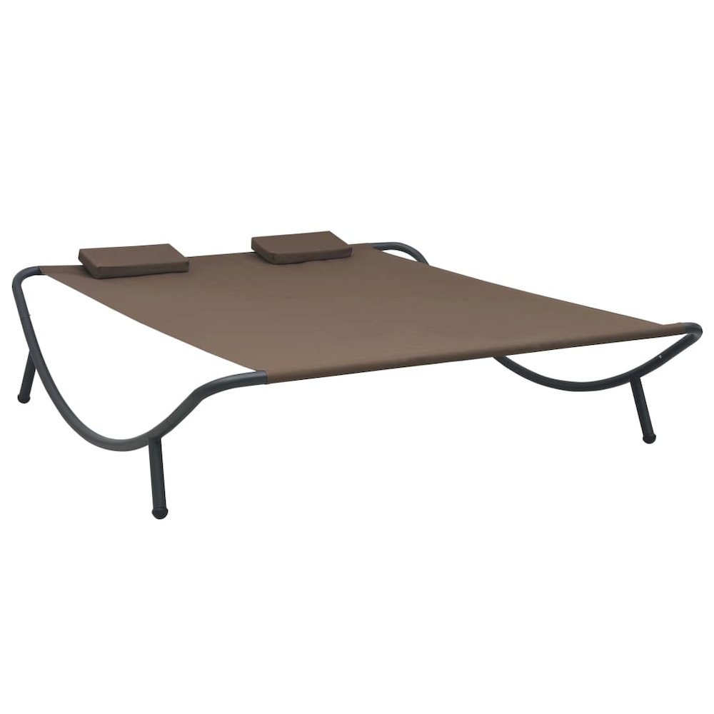 Sun Lounger Brown Oxford Fabric, Steel Double Sun Lounger