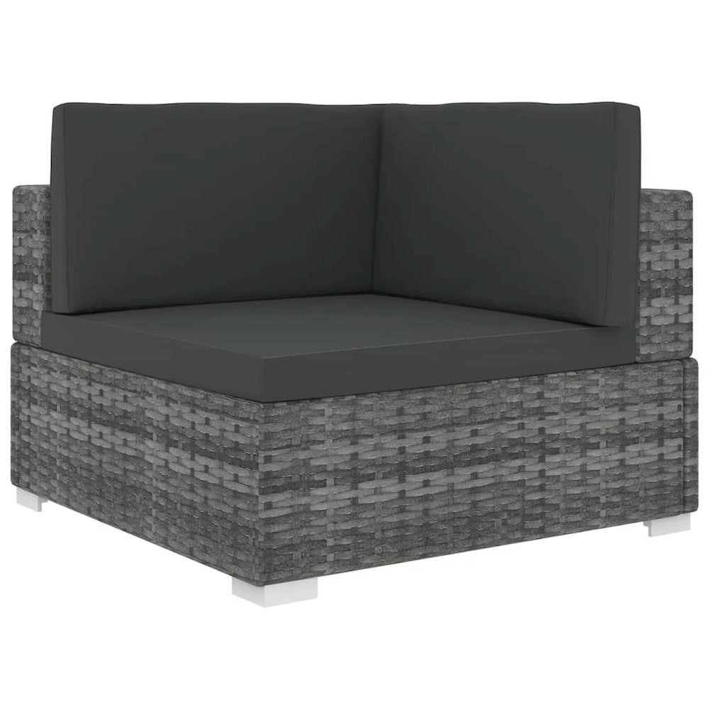 Corner Seat Grey PE rattan and powder-coated steel frame Modular