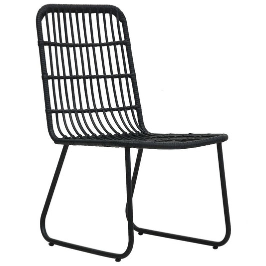 Garden Chair Set of 2 Black PE Rattan, Powder-Coated Steel
