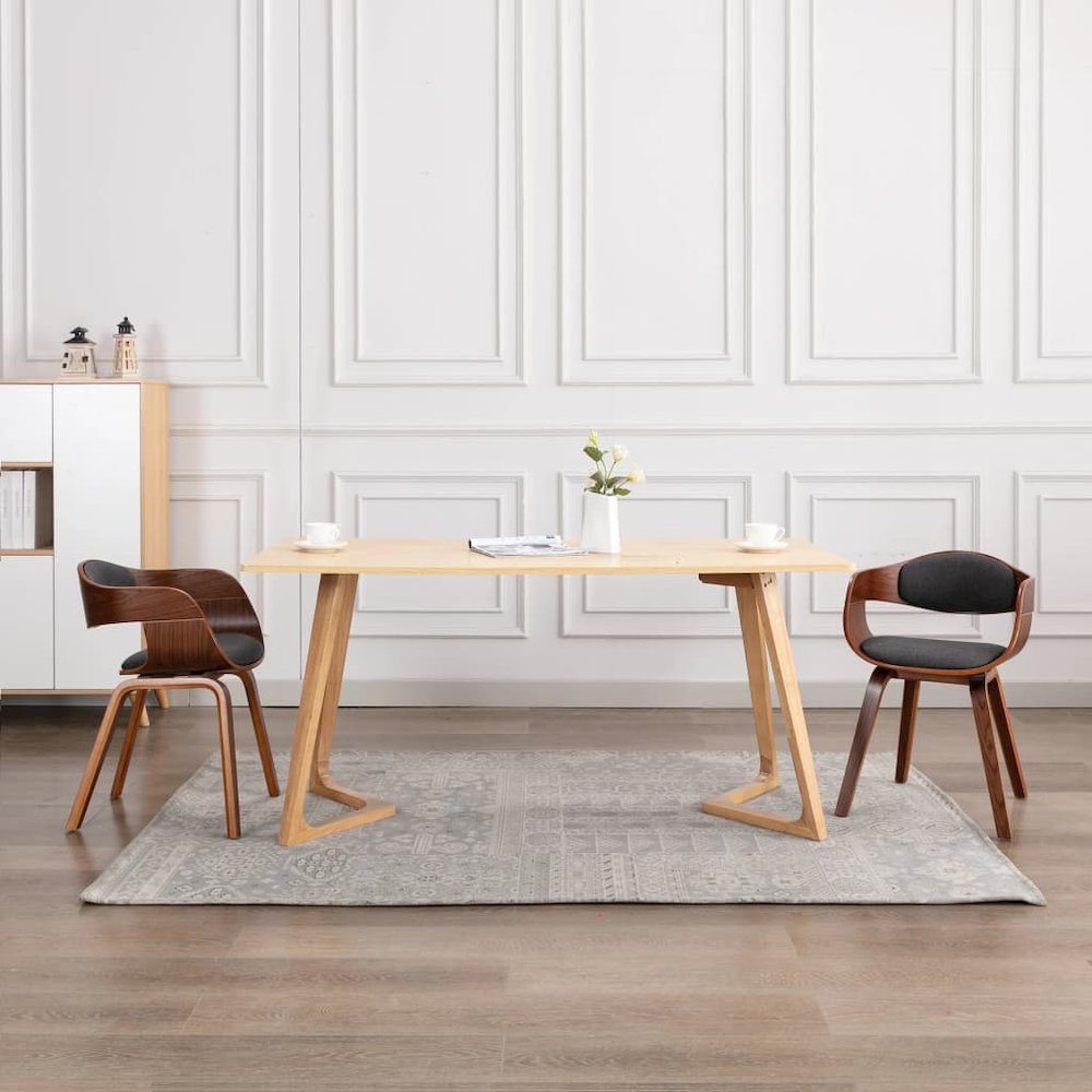 Dining Chairs 2 pcs Bent Wood and Gray Fabric