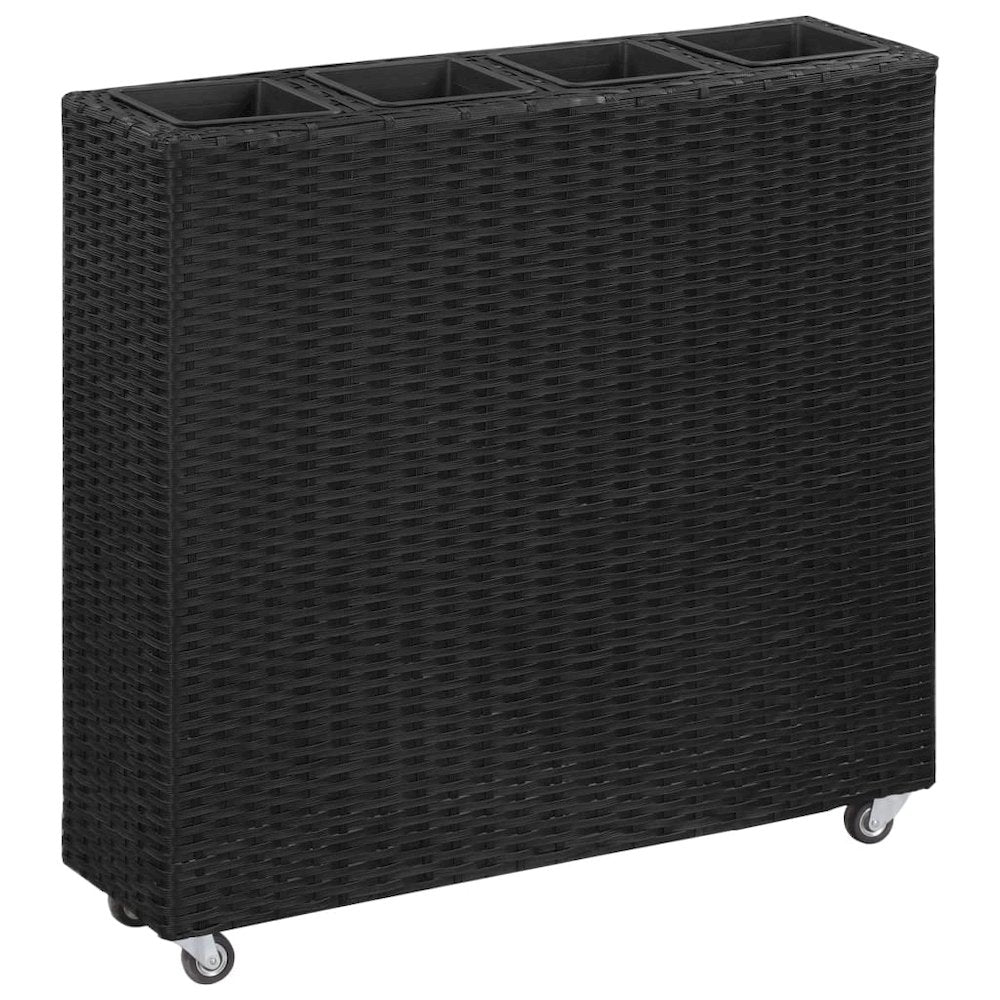 vidaXL Garden Raised Bed with 4 Pots 31.5"x8.7"x31.1" Poly Rattan Black, 46948