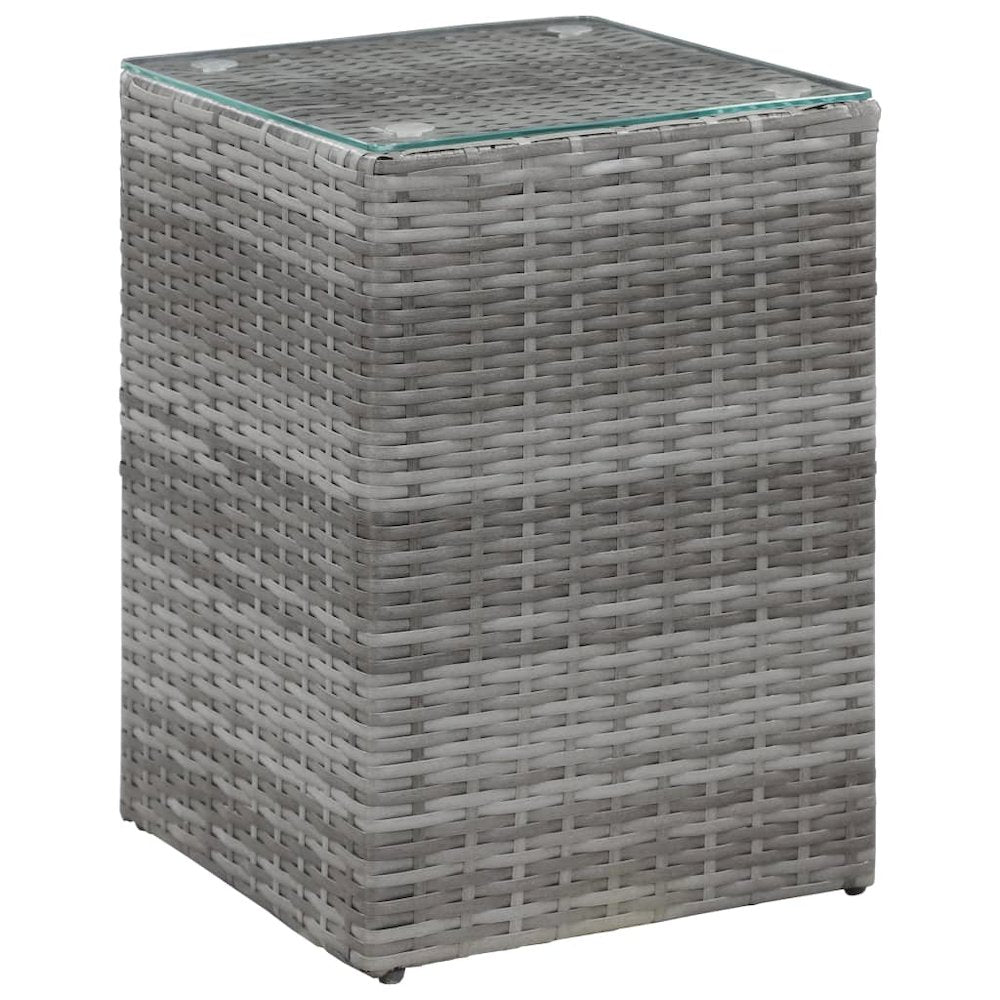 vidaXL Side Tables 3 pcs with Glass Top Gray Poly Rattan, 46985