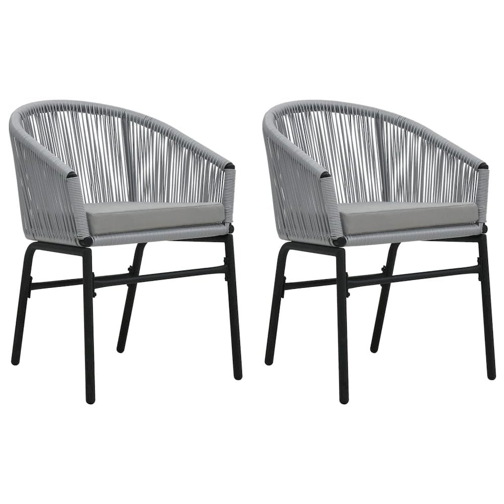 Outdoor Chair Set of 2 Anthracite PE Rattan Standard