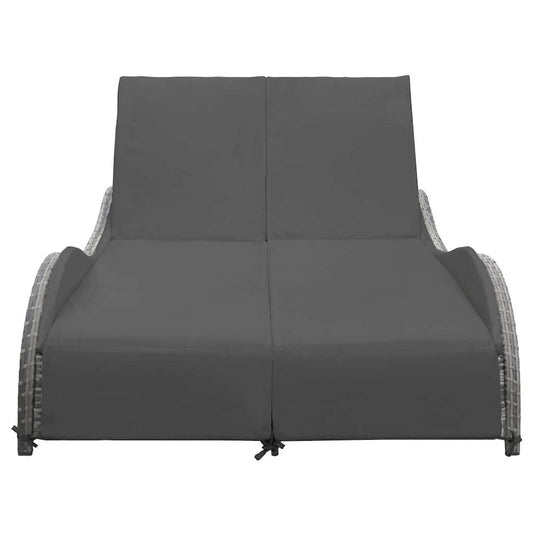 Sun Lounger Anthracite PE rattan Double Adjustable Headrests