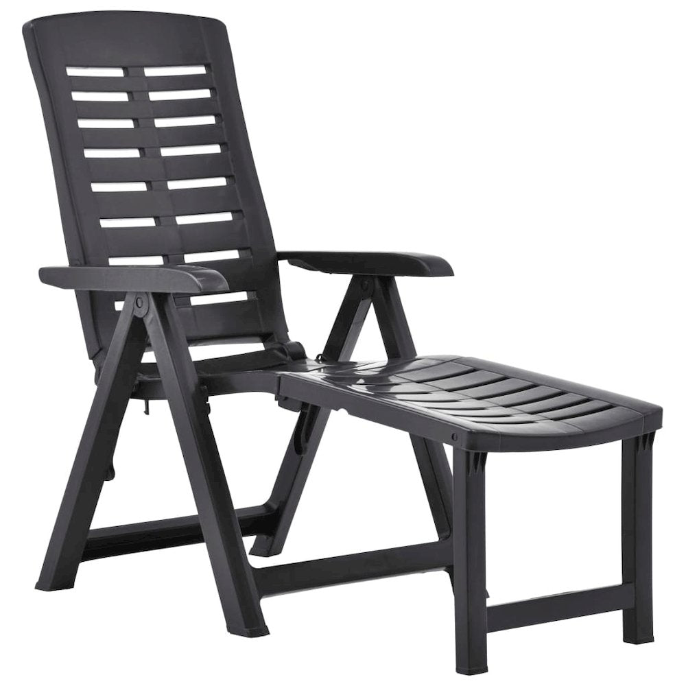 Sun Lounger Anthracite Plastic Adjustable Foldable Sun Lounger