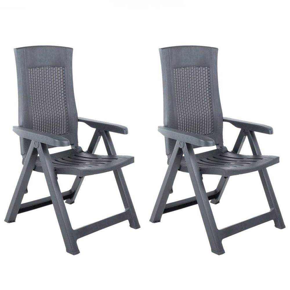 Garden Chair Set of 2 Anthracite Plastic Standard Foldable