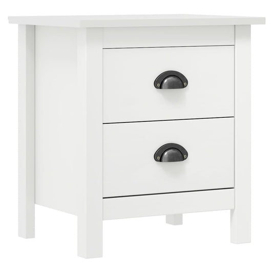 Bedside Cabinet Set of 2 White Solid pine wood Medium