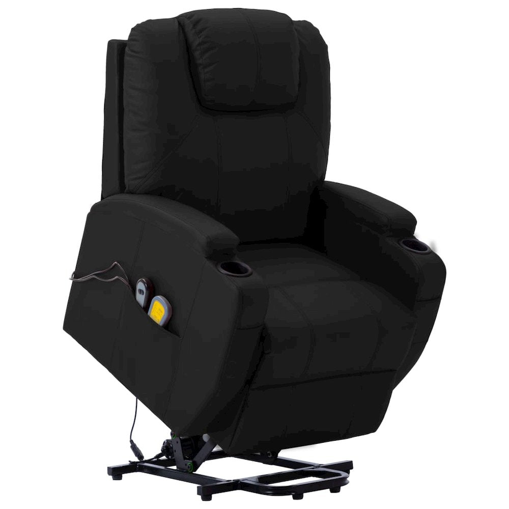Stand Up Massage Chair Black Faux leather Adult