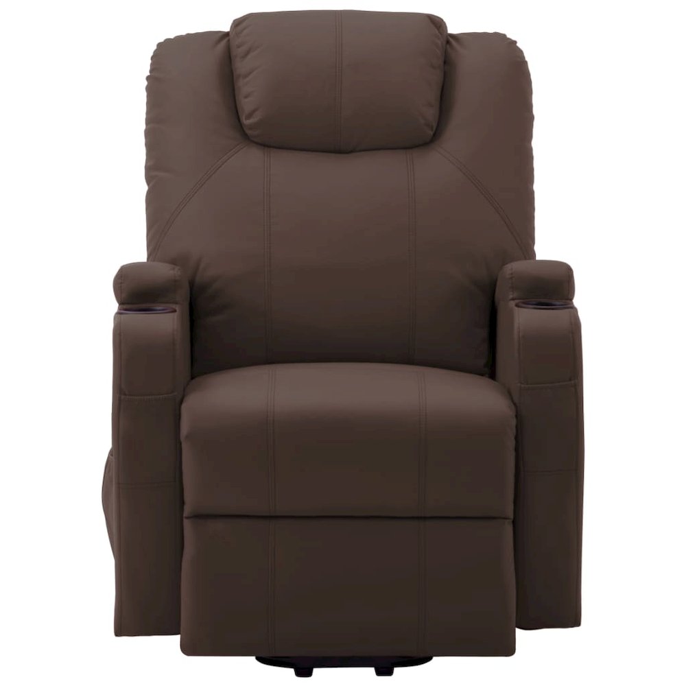 vidaXL Massage Stand-up Chair Brown Faux Leather