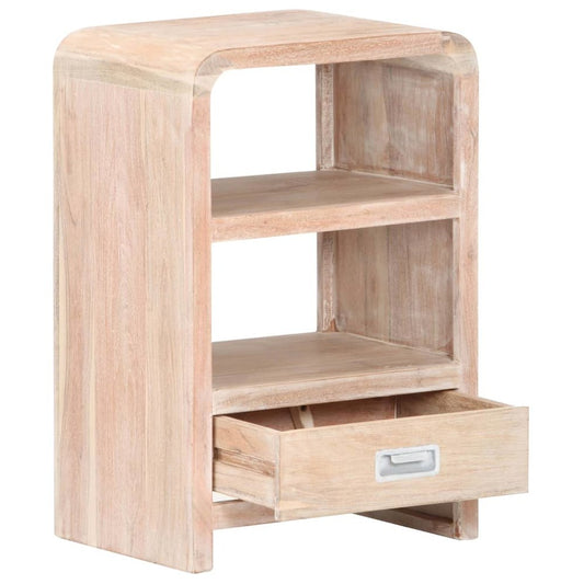 Bedside Table Whitewashed Acacia Solid Acacia Wood Medium