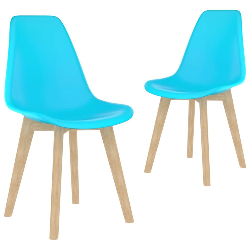 Dining Chair Set of 2 Blue Polypropylene, Beechwood Medium