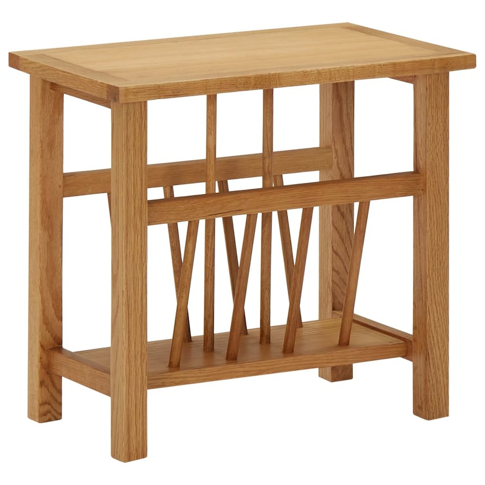 Magazine Table Natural Solid Oak Wood, MDF Compact Magazine Table