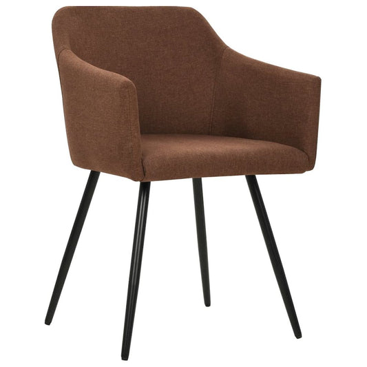 Dining Chair Set of 2 Brown Fabric (100% polyester), Metal