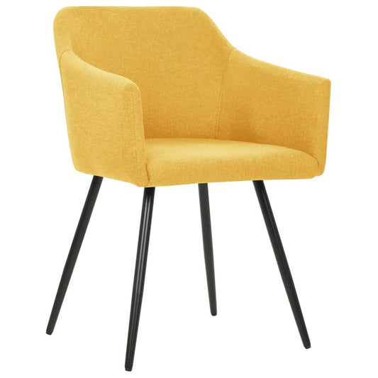 Dining Chair Set of 2 Yellow Fabric (100% polyester), metal