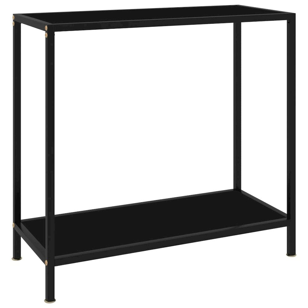 vidaXL Console Table Black 31.5"x13.8"x29.5" Tempered Glass 2832