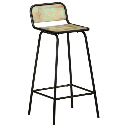 Bar Chair Set of 2 Mixed color finish Solid reclaimed wood