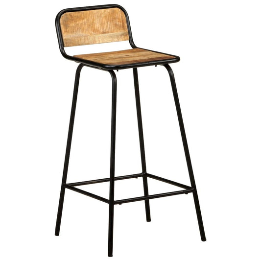 Bar Chair Set of 4 Natural wood, black