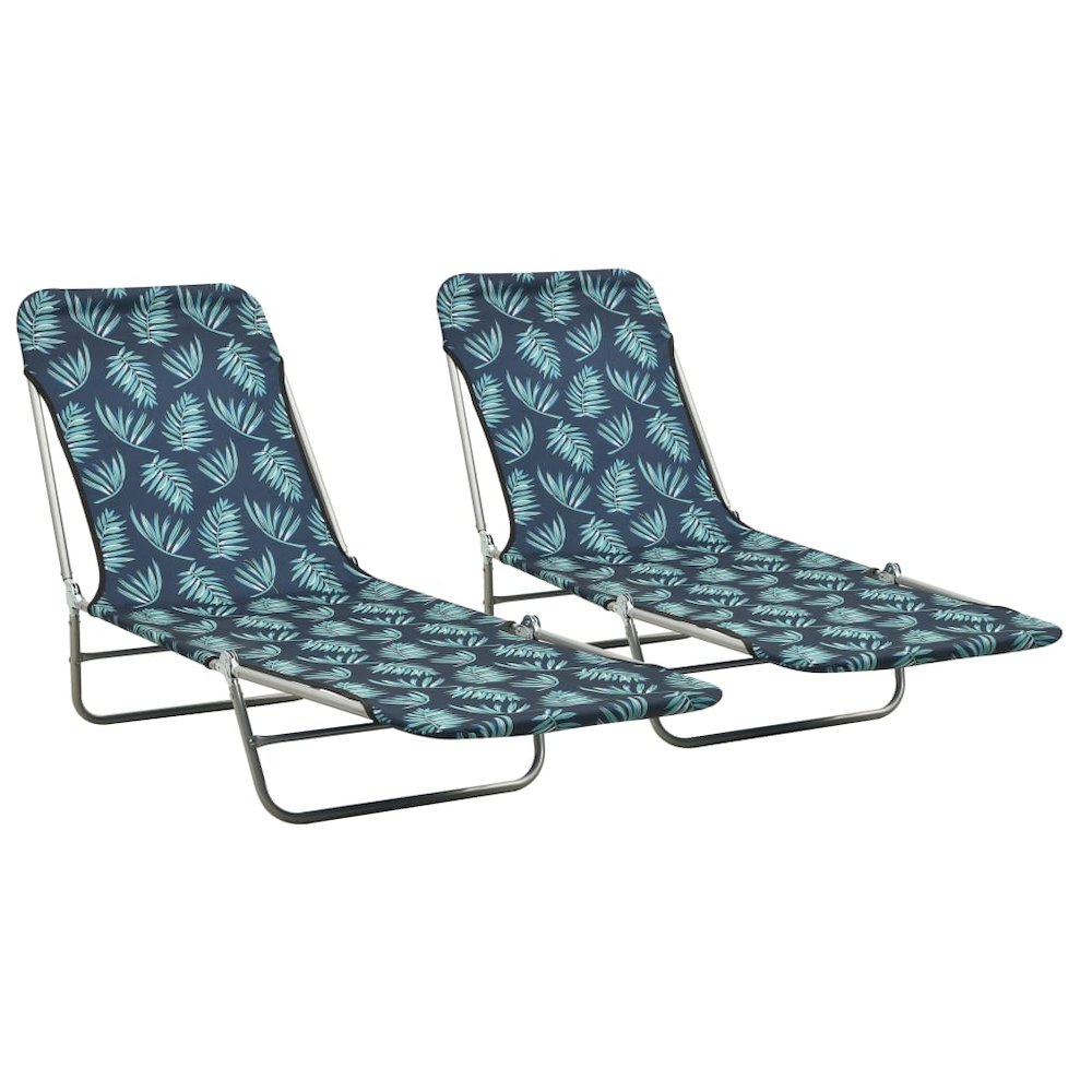 Sunlounger Set of 2 Leaf Pattern