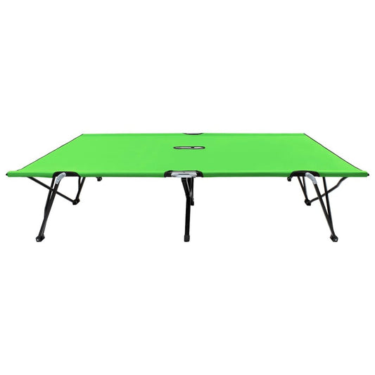Sun Lounger Green 600 D Polyester, Powder-coated Steel Double