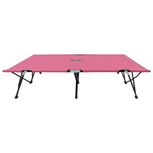 Sun Lounger Pink 600D polyester with PE coating, Powder-coated steel