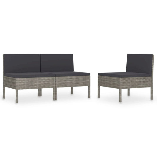 Garden Chair Set of 3 Grey
