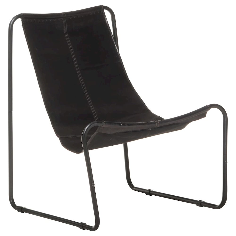 vidaXL Relaxing Chair Black Real Leather 3725