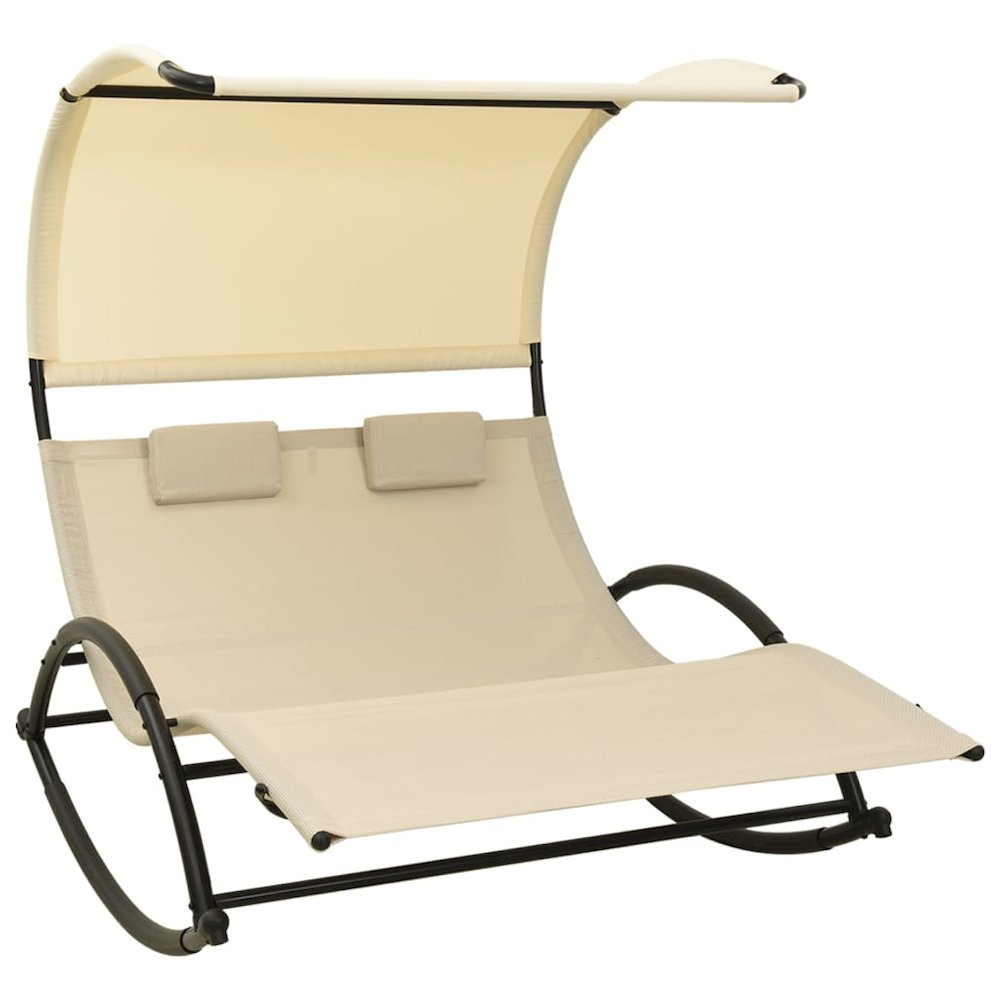 Sun Lounger Cream Textilene, Steel Double Sun Lounger Crescent