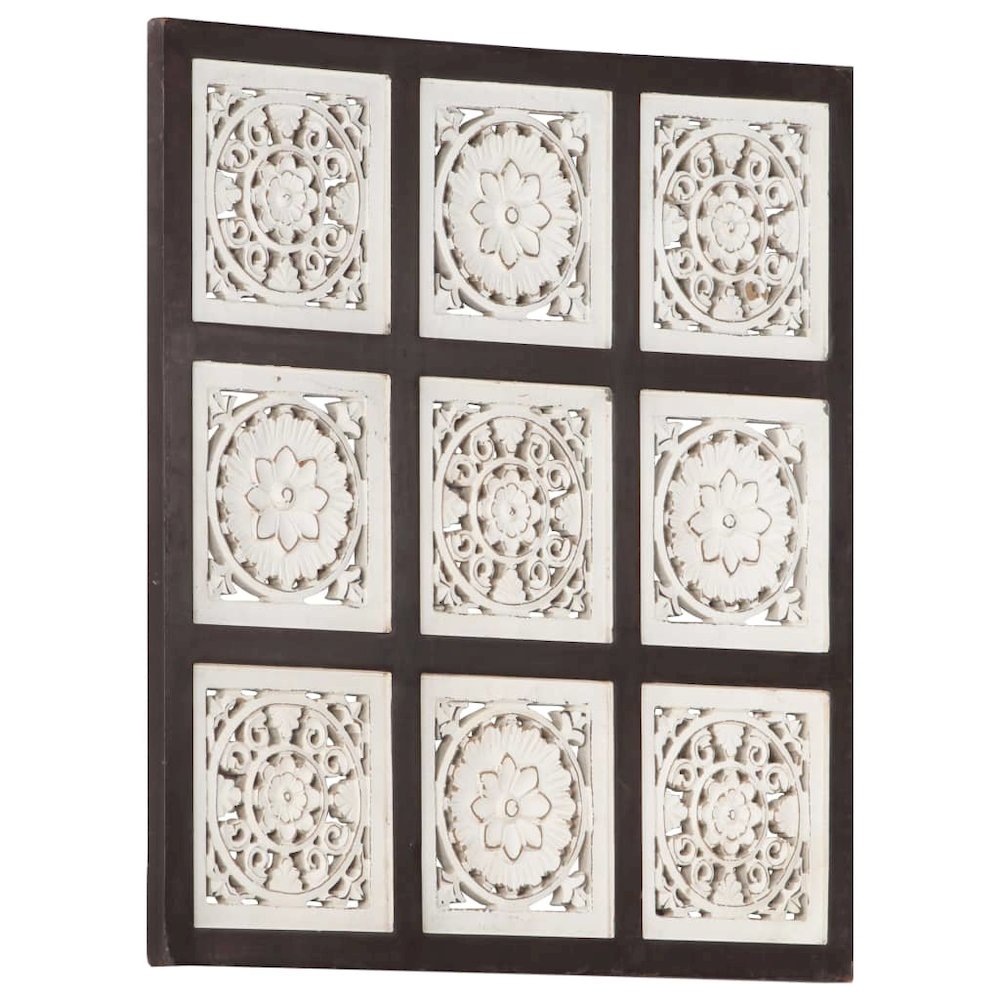 vidaXL Hand-Carved Wall Panel MDF 23.6"x23.6"x0.6" Brown and White