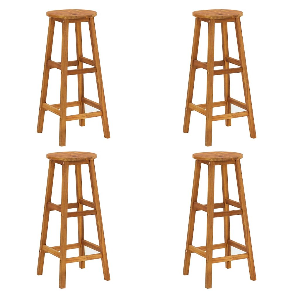 Bar Stool Set of 4 Acacia Wood Color Solid Acacia Wood Standard